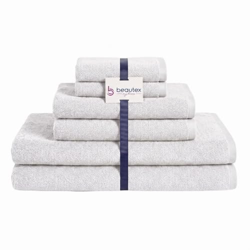 BEAUTEX Handtuch Set 2 Gästetücher 2 Handtücher 2 Badetücher Weiss | Komplettset aus 100 % europäischer Baumwolle in 550 g/m², Oeko-Tex zertifiziert, weich und saugstark.