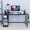 Schreibtisch 120cm, Computertisch mit 2 Regale,Gaming Tisch mit Metall Hake, Modern Office Desk, Bürotisch, Officetisch für Home Office Schule, Einfache Montage, Schwarz