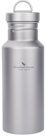 iBasingo Titanium Water Bottle Outdoor Camping Single Layer Metal Drinking Flask Wide Mouth Leak-Proof Reusable Sport Cycling Hiking Picnic Climbing Running Tea Coffee Beverage Bottle (550ml Ti3252D)