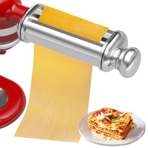 Nudelroller für alle KitchenAid Standmixer, Elektrischer Teigroller mit 8 verschiedenen Dickeneinstellungen, Edelstahl Pasta Paker Aufsatz Küchenhelfer Zubehör und Aufsätze