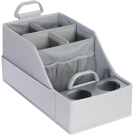 FLYBOX Autositz-Organizer, Rücksitz-Organizer mit 12 Staufächern und 2 Metall-Getränkehaltern, Aufbewahrungsbox für Vorder- und Rückseite, Beifahrer zwischen den Mittelsitzen für LKW, Kofferraum,