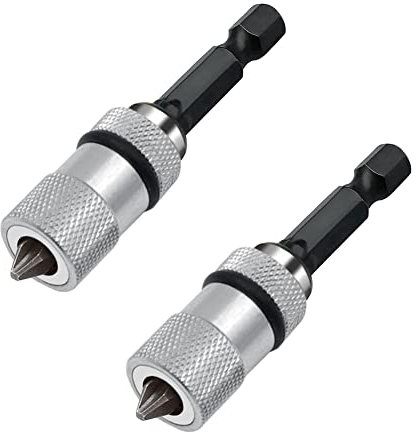 Oikabio Bithalter mit Tiefenanschlag und Ringmagnet, 2 Stück 1/10.2 cm Bithalter, Magnetischer Bithalter mit Schrauben