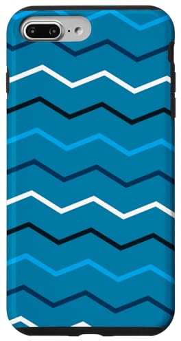 Hülle für iPhone 7 Plus/8 Plus Light Blue Dark Blue Zigzag Waves Ocean Modern Pattern
