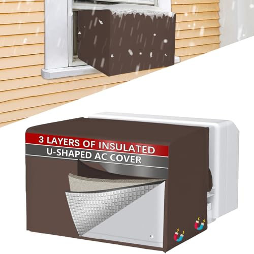 50,8 cm L x 34,9 cm H x 32,8 cm T Außenfenster-Klimaanlagenabdeckung, kompatibel mit Midea U-förmiger Klimaanlage 8000/10000/120000 BTU, 3-lagige Isolierung, AC-Abdeckung, Klimaanlagenabdeckungen