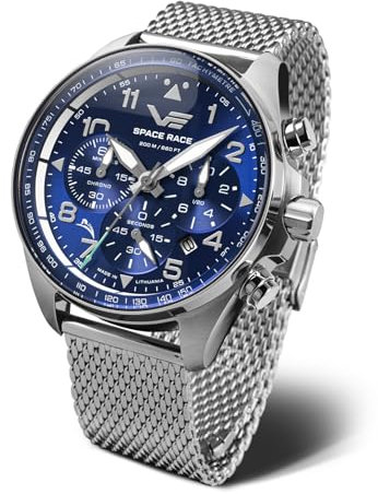 Vostok Europe Space Race Herrenuhr Chronograph mit Milanaiseband 20 ATM Datum 325A742-B