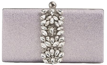 Michelle Moon - Pochette Donna Elegante Lilla con Gioiello per Matrimoni, Feste, Eventi | Clutch Lilla con Tracolla, Ideale Come Borsa Elegante Donna Cerimonia; Pochette Lilla per Occasioni Speciali