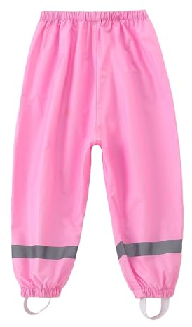 Dioshark Pantalon de Pluie et Boue pour Enfant Imperméable Surpantalon Réfléchissant Non Doublé Rose Coupe-Vent Léger Respirant Séchage Rapide Pantalon Vélo Trekking Marcher pour Filles 5-6 Ans