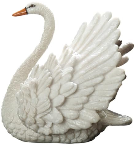 DECHOUS Tea Pet Swan Statue Color Changing Resin Ornament Ideal for Photography Tea Lovers