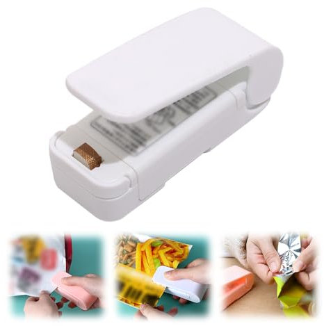 Mini Folienschweißgerät, 2025 Manuelle Versiegelungsmaschine, Bag Sealer Versiegelungsmaschine Hand Verschlussgerät für Plastiktüten Beutel Spänesäcke Lebensmittellagerung (1, Weiß)