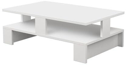 MESA DE CENTRO 80X80X40 MADERA BLANCO VELADO/CRISTAL