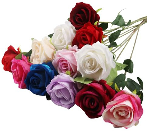 Künstliche Rosen 12 Stücke Kunstblumen Seidenblumen Rosen 51*7cm Künstliche Blumen Rosen Künstliche Blumen Realistische Einzelstielblumen für Hochzeitsfeier,Zuhause Dekoration(Gemischte Farben)