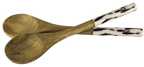 Sea-Club Fische Salatbesteck/Servierbesteck/Servierlöffel Mango-Holz 10x30cm