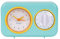 Fisura - Temporizador de Cocina Retro Verde Menta. Temporizador de Cocina analógico de 60 Minutos. Temporizador multifunción con Reloj y función de Alarma. Temporizador Pomodoro.