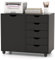 COSTWAY Rollcontainer mit 5 Schubladen, mobiler Aktenschrank mit Tür, Arbeitsplatte & Rollen, Rollwagen Schubladenschrank modern für Büro Wohnzimmer, 79 x 39 x 65cm (Schwarz)