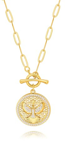 KOOUNUATA Zarte 18K Gold Mode Anhänger Halskette Minimalistische Geometrische Kettenverbindung Handgefertigter Schichtschmuck für Frauen und Mädchen