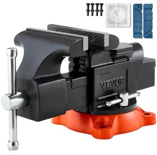 VEVOR Tornillo de Banco con Base de Bloqueo Giratoria de 360° Ancho de Mordaza de 127 mm, Apertura Máxima de 127 mm, Garganta de 71 mm, Tornillo de Banco con Yunque para Sujetar Tubos Redondos