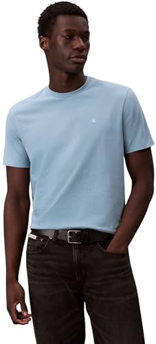 Calvin Klein Herren T-Shirt Kurzarm Classic Monogram Tee mit Rundhalsausschnitt, Blau (Smoke Blue), XL