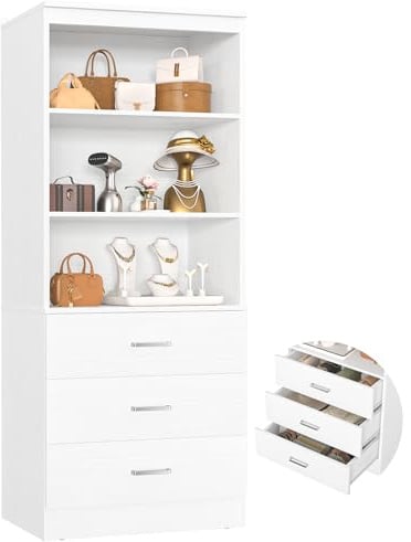 Aheaplus 23.6 Closet Drawers System, Closet System with 3 Drawers, White