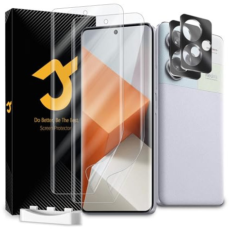 JZG 2 x pour Protection écran Xiaomi Redmi Note 13 Pro Plus 5G [Non-verre], 2 x Verre Trempé d'objectif, Sans bulles, Facile à installer, Ultra-HD