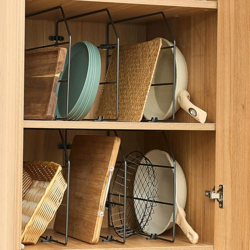 Blulu Backblech-Organizer, 30,5 x 50,8 cm, Trennwände für Schränke, Küchenschrank, Trennwände, vertikal, für Backbleche, Chrom-Pfannenregal, Aufbewahrungsdrähte für Küchenschränke (schwarz), 6 Stück