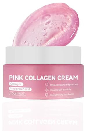 Collagen Jelly Creme, Rosa Collagen Creme für Gesicht, Leichte Feuchtigkeitscreme Collagen Creme für Alle Hauttypen, Gleicht Ungleichmäßigen Hautton Aus, Verbessert Die Hautelastizität (1pc, 55ml)