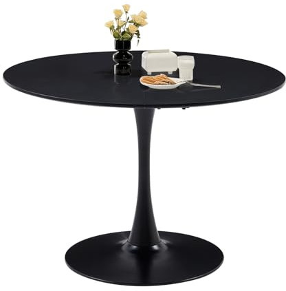 GrandCA HOME 110cm schwarz moderner runder Esstisch,Tisch rund 110 cm,Esstisch rund,geeignet für 4–6 Personen,Geeignet für Küche,Wohnzimmer, Esszimmer,Schwarz
