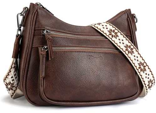 VIMUTI Umhängetasche Damen Mittelgroß,Leicht Veganes Leder Crossbody Bag Damen mit Vielen Fächern Tasche Damenhandtasche mit Verstellbar Breitem Schultergurt