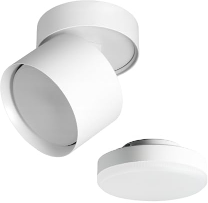 LED Deckenspot Aufbaustrahler, weiße Farbe, Aufbauspot schwenkbar Deckenstrahler 230V, Deckenleuchte mit GX53 Fassung Deckenlampe Aufputz Spots aus Aluminium, Aufbauleuchte Rund (1)