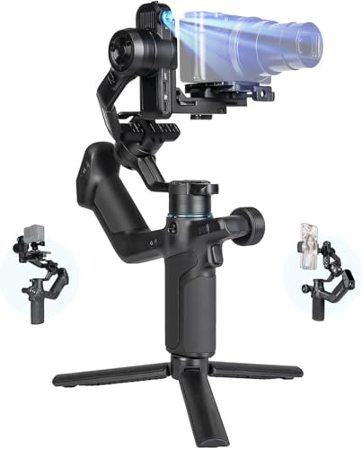 FeiyuTech SCORP Mini 3 [Kit] Gimbal Stabilisator für Smartphone & spiegellose Kameras, 2 kg Nutzlast, integriertes KI-Tracking, schnelle vertikale Aufnahmen, Bluetooth-Steuerung für Sony/Canon/Nikon