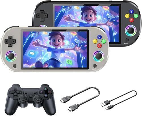 M22 Pro Retro Handheld Game Console avec Manette de Jeu,écran de 5 Pouces,Console Portable de Jeu vidéo avec Jeux 3D,30 émulateurs,RGB 16 Millions de Couleurs,3000mAh,128G/256G (64g-Black)