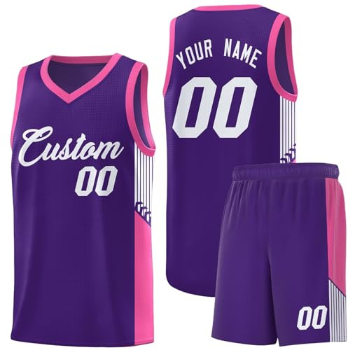 WEOPLKIN Magliette da Basket per Uomo e Ragazzi, Personalizzato Completo da Basket con Qualsiasi Nome, Numero e Squadra Maglia Basket Adulto Personalizzabile