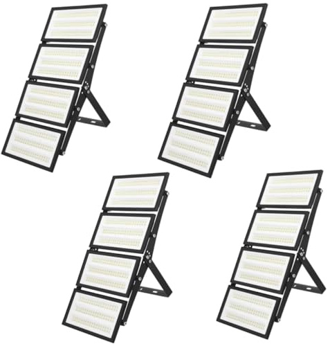 papasbox 4 Stück 400W LED Strahler Flutlichter Außen | Scheinwerfer Außenstrahler 6500K Kaltweiß IP66 Wasserdicht | LED Fluter für Garten Garage Sportplatz