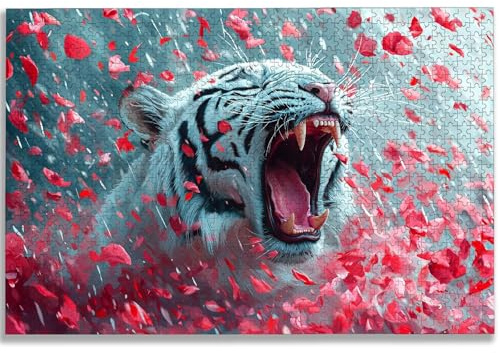 Puzzle 5000 Teile, Tiger Puzzle 5000 Teile Erwachsene, Blume Holzpuzzle Erwachsene, EIN Herausforderndes Rätsel, Puzzlespiele für Die Ganze Familie, Holzpuzzle für Deko Wohnzimmer, Geschenke, -1074