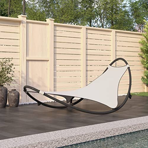 Teenpull Schaukelliege mit Rollen, Stahl & Textilene Creme, 210,5 cm Gartenliege für Pool & Terrasse, wetterbeständiger Lounge Chair Outdoor, entspannende Zero Gravity Chair Funktion