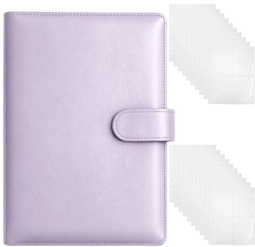 Photocard Binder, Kartenalbum A5, PU Leder Sammelordner mit 20 Seiten, 160 Kartenfächer (68×93mm) für K-Pop Photocards, Polaroid, Sammelkarten (Lila)