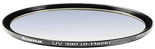 Hama Filtre UV (anti-UV et protection, compensation 4X, traitement antireflet, pour objectifs d'appareils photo 49 mm, O-Haze, traité) Noir