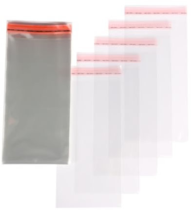 50 St. DIN Lang Karten Briefumschläge Schutzhüllen glasklar 116 x 225 mm + 30 mm Klappe und Adhäsionsverschluss