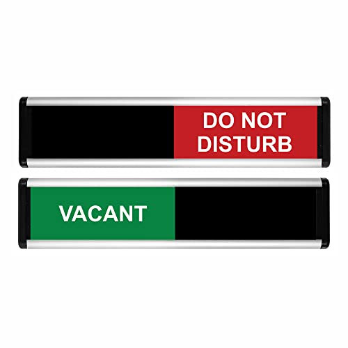 ViroDisplay® Vacant/Do Not Disturb Sliding Door Sign – Green/Red Edition – 214 x 60mm – Anodised Silver Profile with Black End Caps – Self-Adhesive Fixing