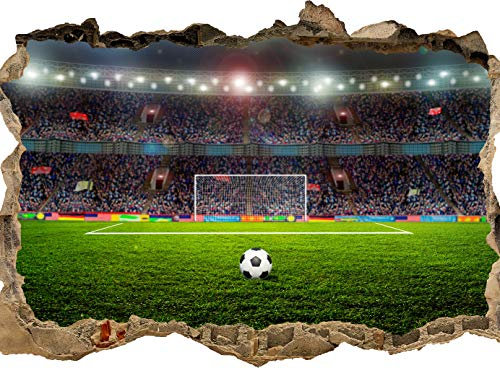 wandmotiv24 Adesivo da Parete 3D Campo da Calcio, Design 01, 120x90cm (BxH), Decorazione, murale, Finestra, Apertura, varco M0557