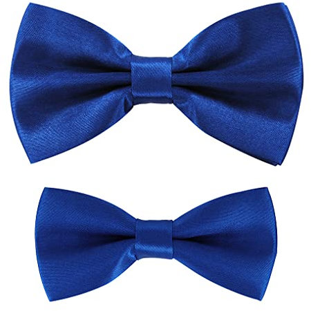 axy Vater-Sohn Partnerlook Fliege Schleife, bereits gebunden, Konfirmation verstellbar in verschiedenen Farben FLIP1 (Blau)