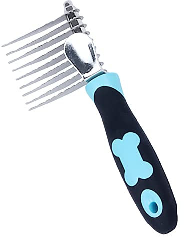 SunGrow Haustierkamm, Entfilzungs- und Entwirrbürste für zu Hause, Edelstahl mit gezackten Klingen, sanft zur Haut, bequemer Gummigriff, funktioniert bei vielen Rassen von Katzen und Hunden