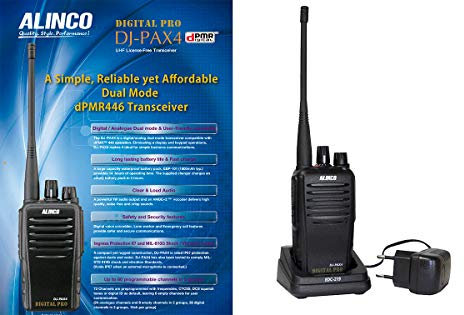 ALINCO DJ-PAX4, license freee PMR 446 MHz with Dual Mode analogic & digital, IP67 and great 1800mAh battery