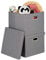 Relaxdays Aufbewahrungsbox 2er Set, faltbare Ordnungsbox mit Deckel, je 51 l, Faltbox quadratisch, 34 x 43 x 43 cm, grau
