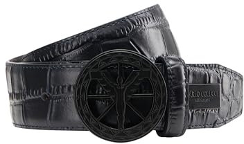 Carlo Colucci Gürtel mit Reptilienprägung Navy 120