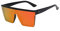 FOURCHEN Quadratische, übergroße Sonnenbrille für Damen und Herren, modisch, flaches Oberteil, großer Rahmen, Rot, Silber