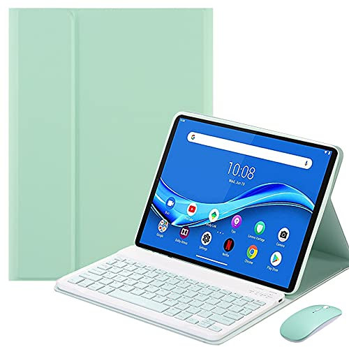 BlinkCat Funda Teclado y Mouse Combo para Lenovo Tab M10 Plus 10.3 2020 (Model: TB-X606F / TB-X606X), Delgado y Ligero, Estuche con Magnético Teclado Bluetooth Inalámbrico Removible - Verde