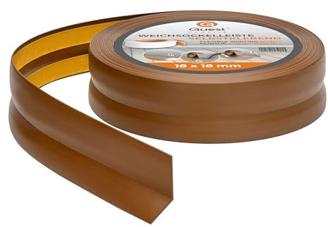 Quest Weichsockelleiste Selbstklebend - 18 mm x 18 mm - Knickleiste, Abschlussleiste für Küche, Badezimmer - Dichtungsband PVC, Flexibel, Wasserdicht, Dekorativ - 5 Meter, Braun