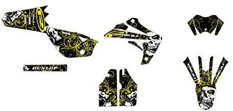 Deko-Set für Motorcross, anpassbar, RIEJU MRT 50 von 2009 bis 2021 SKULL Gelb