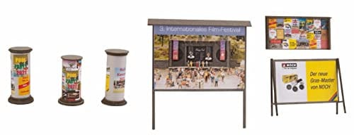 NOCH Litfaßsäulen & Werbewände, für Modellbau Stadtszenen, H0, ideal für Dioramen