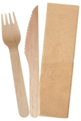 Avlash ® Pack of 200 Wooden Disposable Knives & Forks, Compostable & Biodegradable Disposable Wooden Cutlery Set, Plastic Free, Eco Friendly - (100pcs Knife & 100pcs Fork)